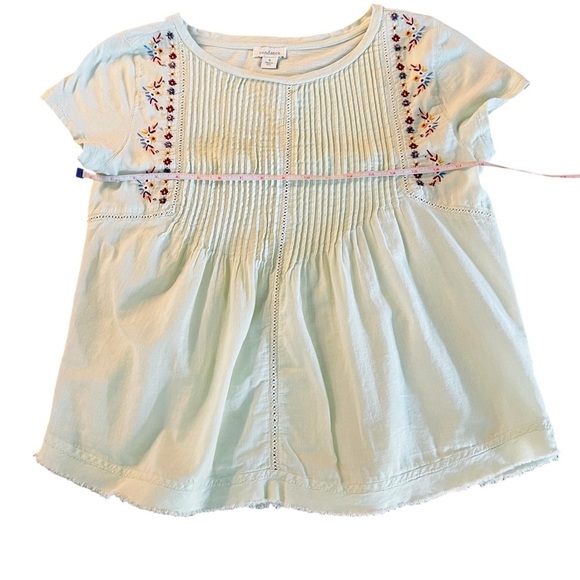 Sundance Mint Green Embroidered Short Sleeve Top with Embroidery Size Small - Picture 7 of 10